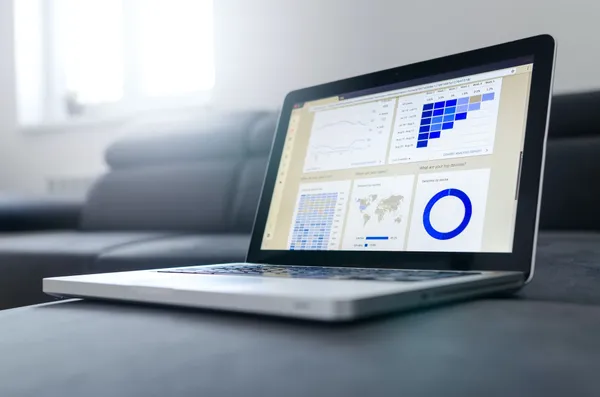 Laptop with dashboards on the screen